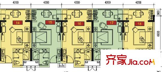 佳兆業(yè)中心一期2座標(biāo)準(zhǔn)層14、15、16、17、18戶戶型 1室