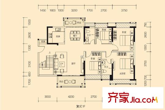 上城styleE戶型復(fù)式一層 6室2廳2衛(wèi)1廚