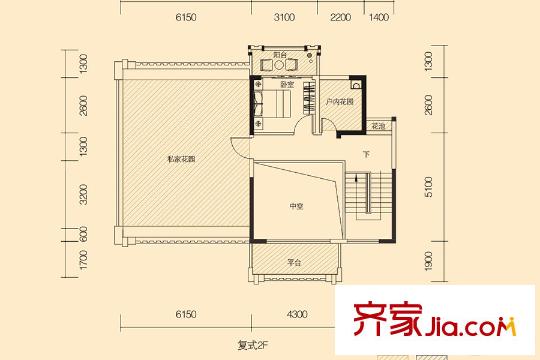 上城styleD戶型復(fù)式二層 5室2廳2衛(wèi)1廚