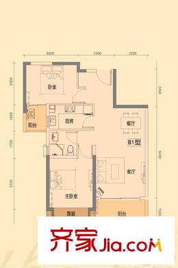 合生時(shí)代城A1-B戶(hù)型 2室2廳1衛(wèi)1廚