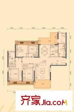 合生時(shí)代城D1-A戶型 4室2廳2衛(wèi)1廚