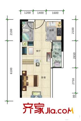 東家柒捌玖3/4棟02單元H戶型 1室1廳1衛(wèi)1廚