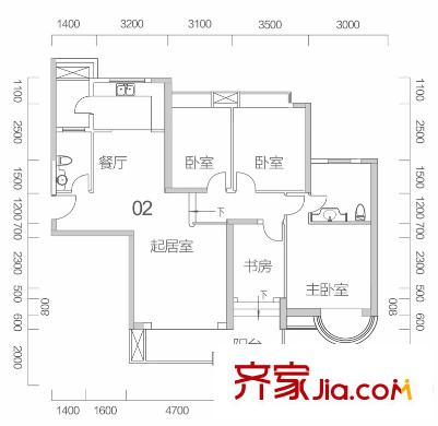 合生濱海城3棟&5棟01、02戶型 4室2廳2衛(wèi)1廚