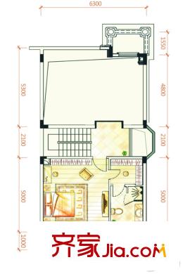 合生濱海城聯(lián)排別墅E戶型三層 4室3廳4衛(wèi)1廚