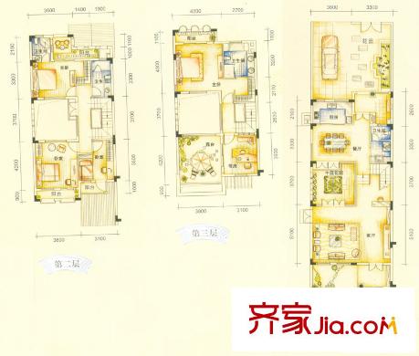 半山名苑別墅戶型圖聯(lián)排A戶型 4室2廳4衛(wèi)