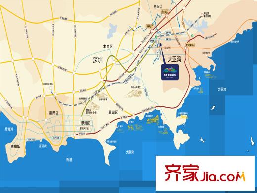 卓越東部蔚藍(lán)海岸別墅交通圖區(qū)域圖