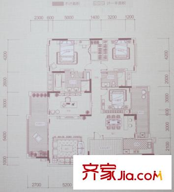 方直瓏湖灣別墅戶型圖E2戶型圖 3室2廳2衛(wèi)