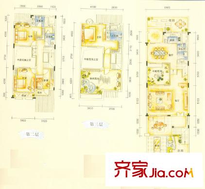 半山名苑別墅戶型圖聯(lián)排D戶型 4室2廳4衛(wèi)