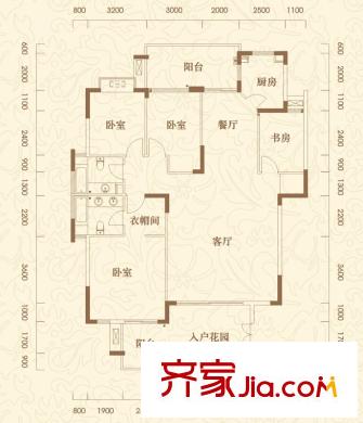潤園別墅戶型圖洋房36、37棟戶型 4室2廳2衛(wèi)