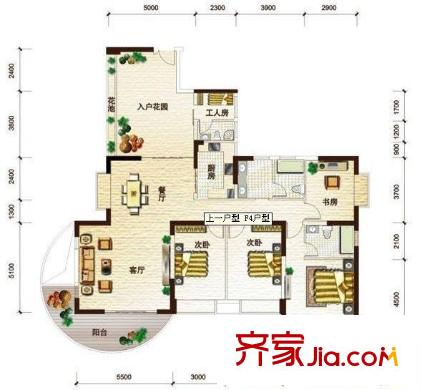 中天彩虹城戶型圖中建彩虹城 4室 戶型圖 4室2廳2衛(wèi)1廚