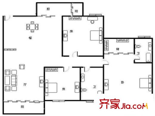 東湖花園五區(qū) 3室 戶型圖