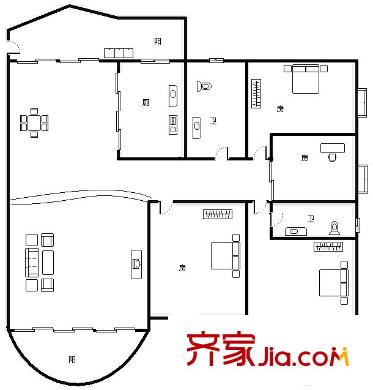 東湖花園五區(qū) 4室 戶型圖