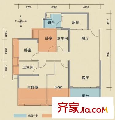 山水华府 4室 户型图