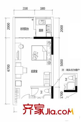 龍宸?梧桐郡府公寓G戶型 1室1衛(wèi)1廚