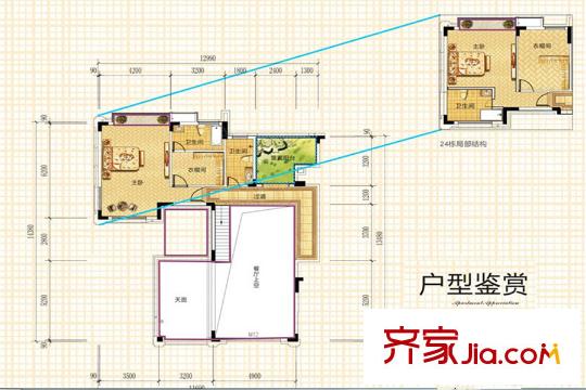 華興?金盛麗景疊墅K3戶型五層平面圖 4室5廳4衛(wèi)1廚