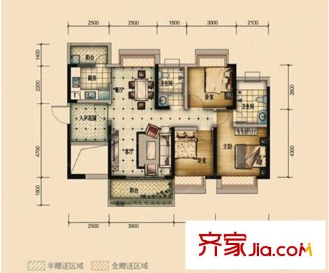 國(guó)鵬?潤(rùn)德學(xué)府3棟E1/E2戶型 3室2廳2衛(wèi)1廚