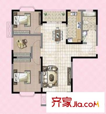 宜海?格林鎮(zhèn)F1戶型 3室2廳1衛(wèi)1廚