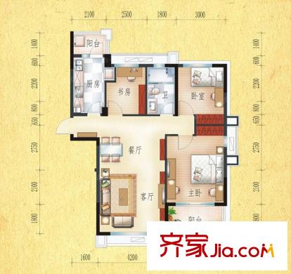安慶碧桂園J166-B戶型 3室2廳1衛(wèi)1廚
