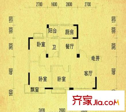 安慶碧桂園J153戶型 3室2廳1衛(wèi)1廚