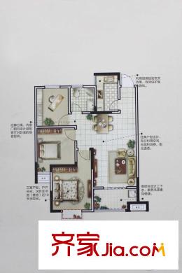 藍(lán)山國際B戶型 3室2廳1衛(wèi)1廚