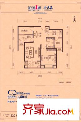東方墅C2 2室2廳1衛(wèi)1廚