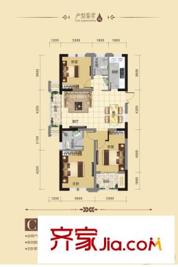 水岸明珠?新都C1戶型_120.4平米_三室兩廳一廚兩衛(wèi) 3室2廳2衛(wèi)1廚