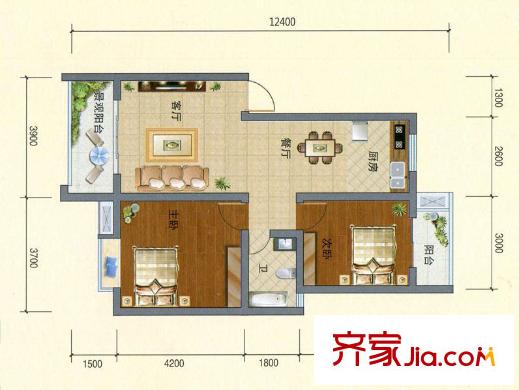 中鐵?金色藍(lán)庭5#、6#樓G 2室2廳1衛(wèi)1廚