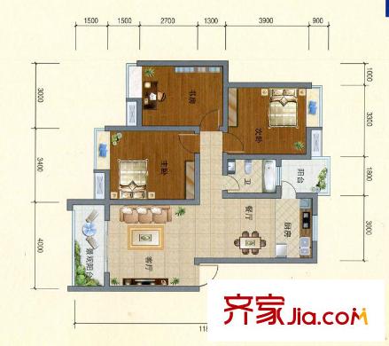 中鐵?金色藍(lán)庭5#、6#樓F 3室2廳1衛(wèi)1廚