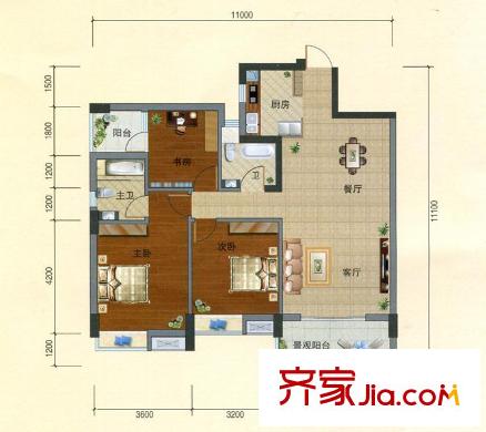中鐵?金色藍(lán)庭9#C 3室2廳2衛(wèi)1廚