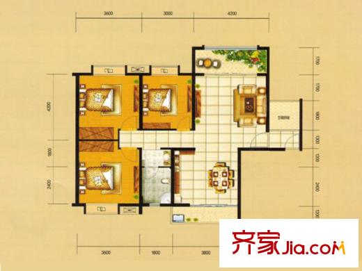 星宇?華成苑1-A 3室2廳1衛(wèi)1廚