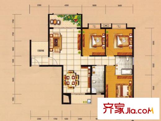 星宇?華成苑1-B 3室2廳2衛(wèi)1廚