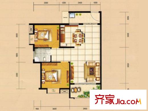 星宇?華成苑1-C 2室1廳1衛(wèi)1廚
