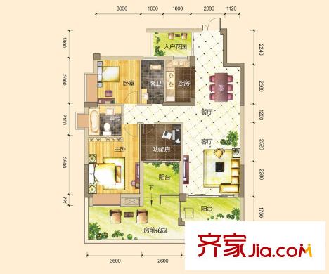 富鴻?蔚瀾灣22#、23#-A1戶型 2室2廳2衛(wèi)1廚