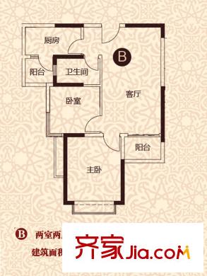 恒大?翡翠龍庭7-1/7-2號(hào)樓B戶型2室2廳1衛(wèi) 2室2廳1衛(wèi)1廚