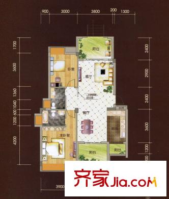 富鴻?蔚瀾灣水光山舍17#一層A-2戶型 3室2廳2衛(wèi)1廚