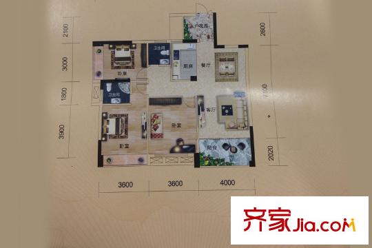 爾海南山御景21#樓25#樓E戶型 3室2廳2衛(wèi)1廚