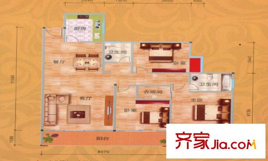 健樂(lè)瑞城c2 3室2廳2衛(wèi)1廚