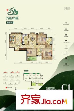 天翼?九龍印象1#2#3#樓C1戶型 3室2廳2衛(wèi)1廚