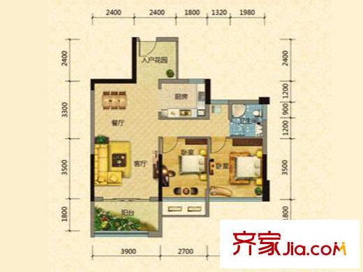 冠亞國際星城17-1-F-3 2室2廳1衛(wèi)1廚