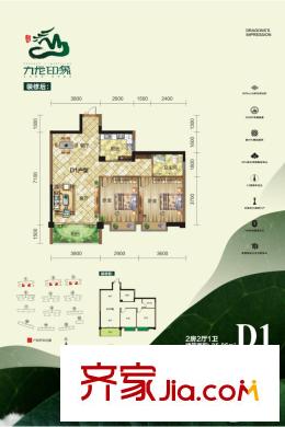 天翼?九龍印象1#2#3#樓D1戶型 2室2廳1衛(wèi)1廚