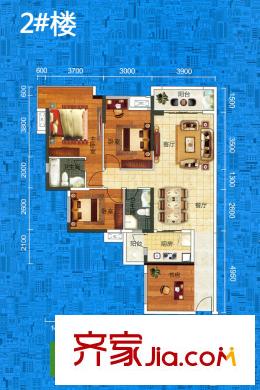 盛天悅景臺2#樓1戶型 3室2廳2衛(wèi)1廚