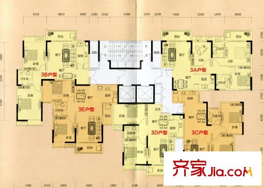 金鵝福地3#2單元 3室2廳2衛(wèi)1廚