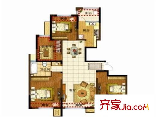 緹香名邸C2戶型116-118平米三室二廳二衛(wèi) 3室2廳2衛(wèi)1廚