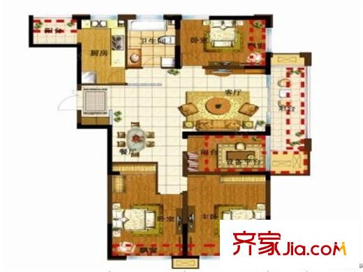 緹香名邸G3戶型118-120平米三房二廳一衛(wèi) 3室2廳1衛(wèi)1廚