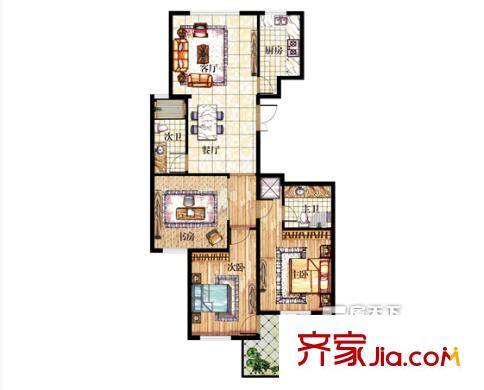 錦江半島25#樓C戶型 3室2廳2衛(wèi)1廚