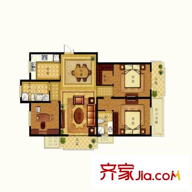 中地鏡水灣高層8#樓06戶型 3室2廳2衛(wèi)1廚