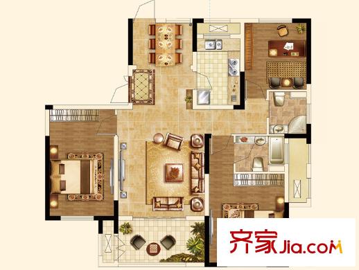 寶華家天下C2-120-02戶型 3室2廳2衛(wèi)1廚