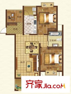 玲瓏灣戶(hù)型三97.56平方米2+1房三廳一衛(wèi)戶(hù)型 3室3廳1衛(wèi)1廚