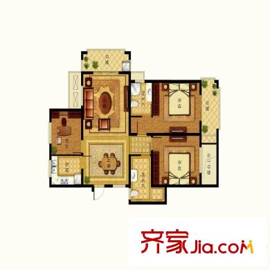 中地鏡水灣高層7#01戶型 3室2廳2衛(wèi)1廚