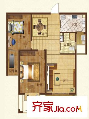 玲瓏灣戶(hù)型二78.05平方米二房二廳一衛(wèi)戶(hù)型 2室2廳1衛(wèi)1廚
